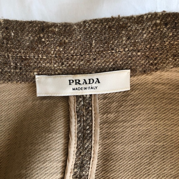 PRADA Silk Tweed Black Trim Beige Blazer 03-5245-8581 - Picture 7 of 14